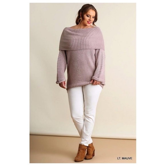 Chunky Fold-over Off Shoulder Knit Sweater Tunic - Picture 4 of 8